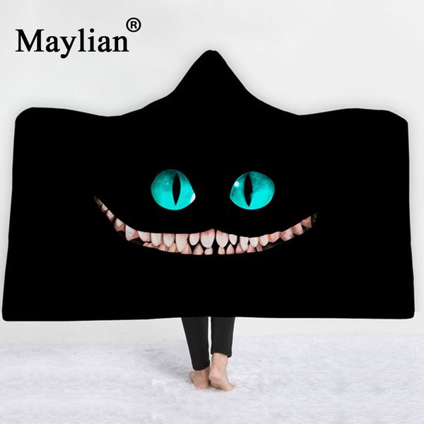 

3d animal monster hooded blanket sherpa fleece ocean blue wearable plush throw blanket on bed sofa thick warm b84