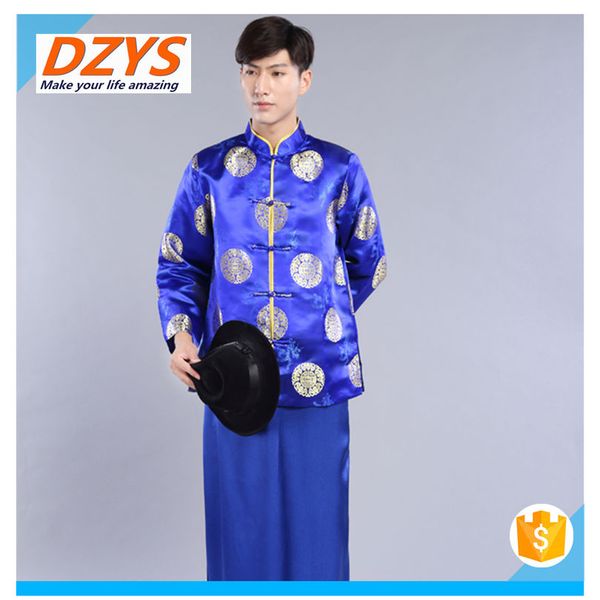 

2018 dzys-dx retro chinese silk men's casual wear, Tan;black