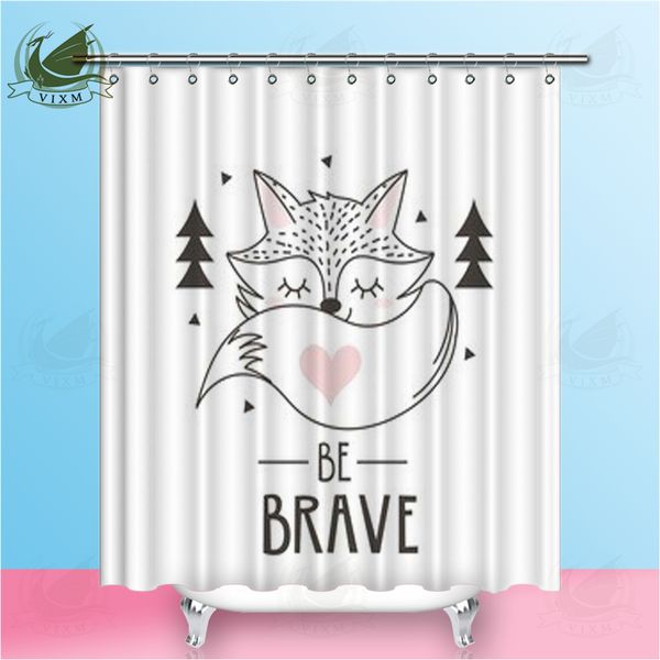 Vixm Nursery Scandinavian Style Poster Cute Fox Shower Curtains
