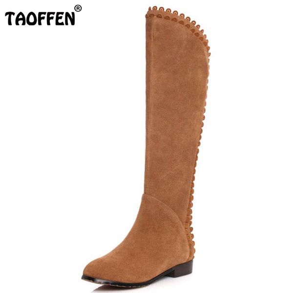 

carzicuzin size 33-40 women real leather knee high winter boots women ruffles warm fur inside warm flat botas gladiator shoes, Black