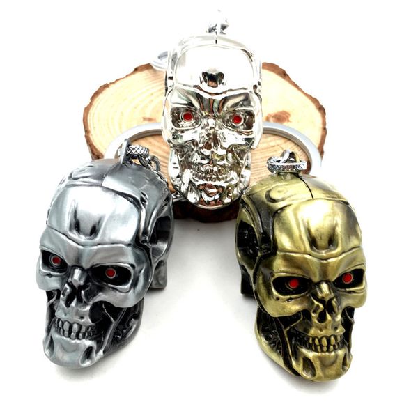 

3 color terminator skeleton keychian alloy plating pendant of car key chain llaveros halloween accessories key ring, Silver