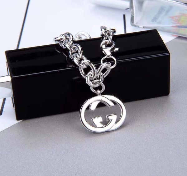 

Big Chunky Chain Bracelet S925 sterling silver New Trendy Gift women bracelet Jewelry with G words pendant Summer Style Perfect Punk brand