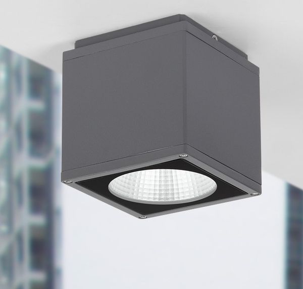 Plafoniera a LED per esterni Illuminazione a plafone Led quadrato per bagno, balcone, scala grigio raccordo bianco caldo LLFA
