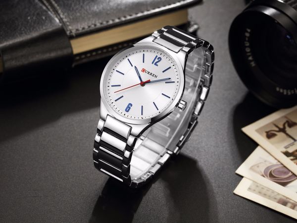 

curren 8280 men 2018 new luxury watch fashion stainless steel watch for man quartz analog wrist, Slivery;brown