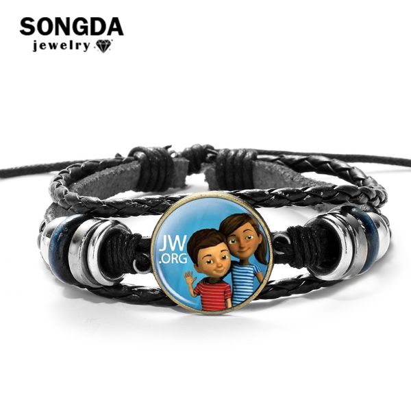

songda jw.org casual leather bracelet jw children caleb and sophia jehovah's witnesses no blood multi-layer wood beads bracelets, Golden;silver