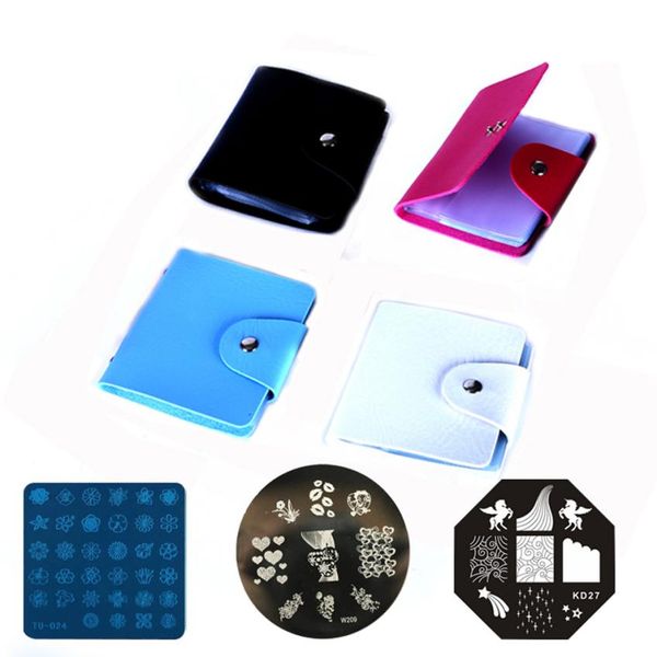 

2016 32 slots nail art stamp plate stamping plates holder storage bag cases stamp bag organizer sy, White