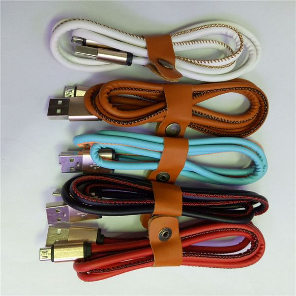 

Pu leather fa t charger 1m 3ft aluminum alloy micro v8 5pin u b data charging cable for am ung 6 7 edge