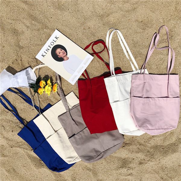 

raged sheep solid canvas shoulder bags environmental shopping bag popular simple fashion fresh large capacity ecobag totes