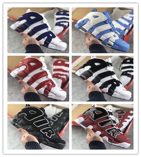

2018 New air more Tri-Color Uptempo QS 96 bsidian Bordeaux Olympic Bulls UNC Gym Red Men Basketball Shoes 3M Scottie Pippen Sports Sneakers