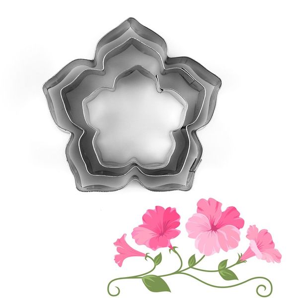 

3pcs/lot beautiful flower cake mold stainless steel petunia carnations cosmos cookie cutter fondant cake decoration