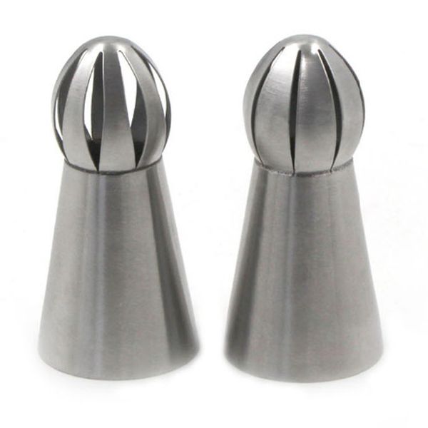 

wholesale- new big russian tulip nozzles stainless steel ball icing piping tips cream pastry nozzles set of 2pcs cake decorating tools