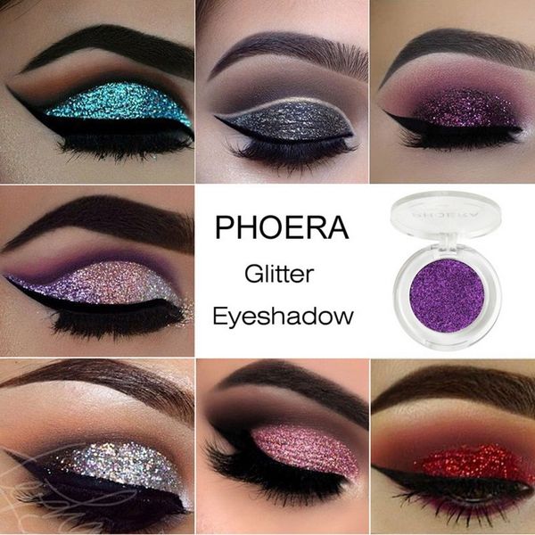 

phoera shimmer eye shadow glitter eyeshadow makeup sequins pigment diamond shining eyes waterproof long lasting natural 8 colors