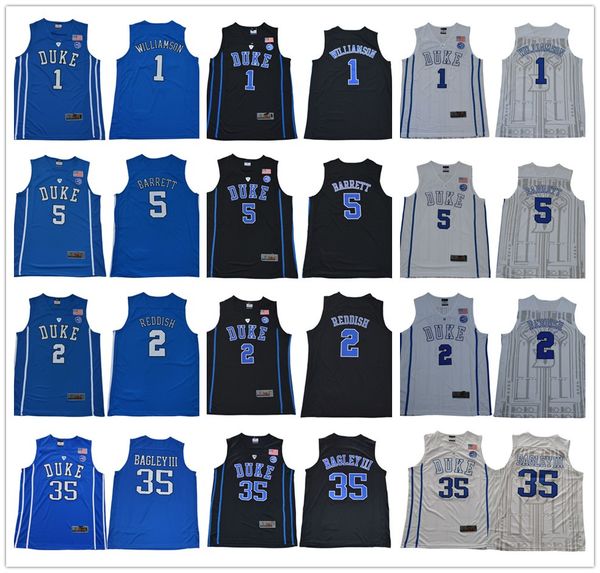 

2019 ncaa duke blue devils jersey 1 zion williamson 5 rj barrett 1 kyrie irving bagley iii blue black white college basketball jerseys