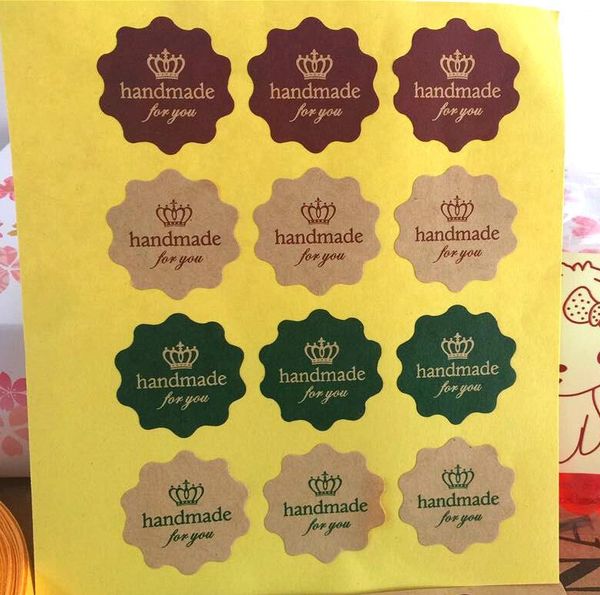

kraft " hand made" sticker, bakery ,cookie , cake ,soap ,home made stuff packaging
