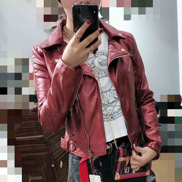 

2019 new women high street autunm winter faux leather jackets lady pu motorcycle biker long sleeve outerwear coats wine red, Black