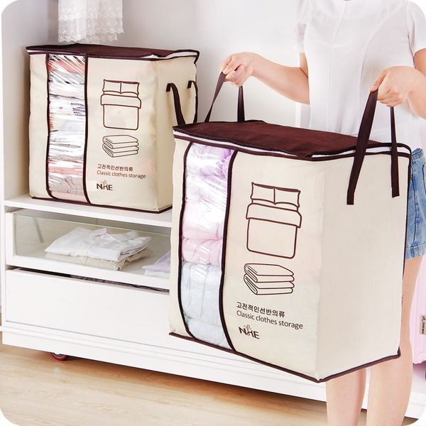 

non-woven cotton fabrics quilt storage bag large clothing finishing bag portable moisture-proof dustproof storage bags