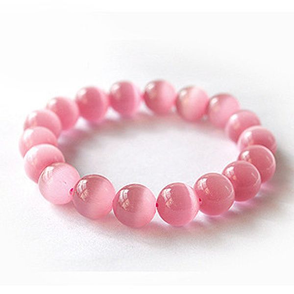 

fashion natural stone cute 6/8/10/12mm pink opal beads bracelet bangle for women opal bracelet jewelry, Black