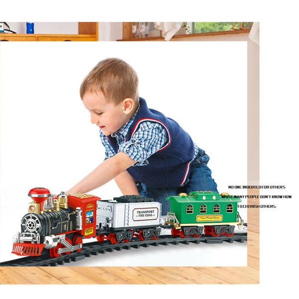Radio-Controlled Anti-estresse Crianças Boy Remote Control Conveyance carro elétrico a vapor Smoke RC Train Set Modelo Fun Toy Kid presente