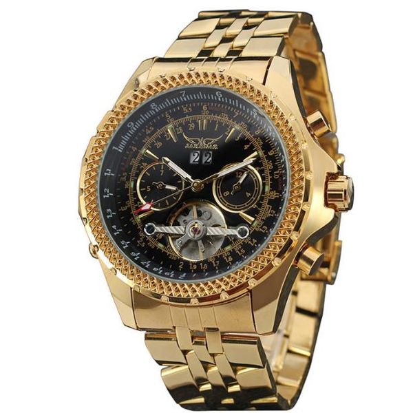 

new fashion calendar with mechanical watch hollow steel band mechanical business man watch waterproof steel band, Slivery;brown