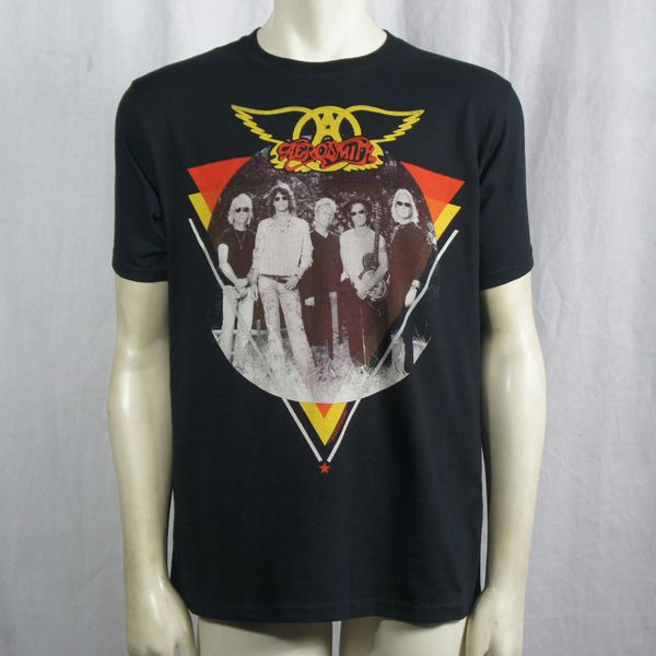 Authentic AEROSMITH Band Triangle Circle Photo Logo T-Shirt S M L XL XXL NEW