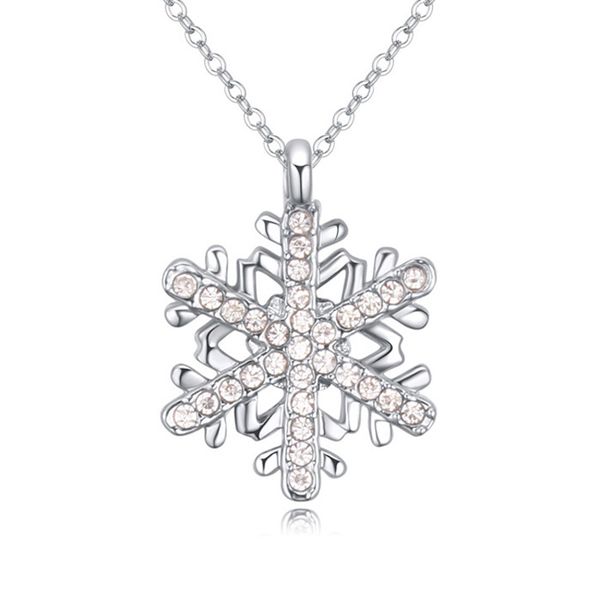 

snowflake necklace made with austrian crystal new christmas jewellery for girls white gold color plating jewelry gift, Silver