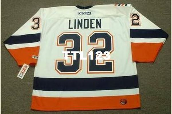

men #32 trevor linden new york islanders 1999 ccm away home hockey jersey or custom any name or number retro jersey, Black;red