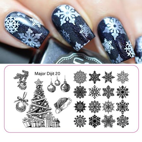 

stainless steel christmas nail art decoration snowflake nail plates stamping image template art manicure diy tools, White