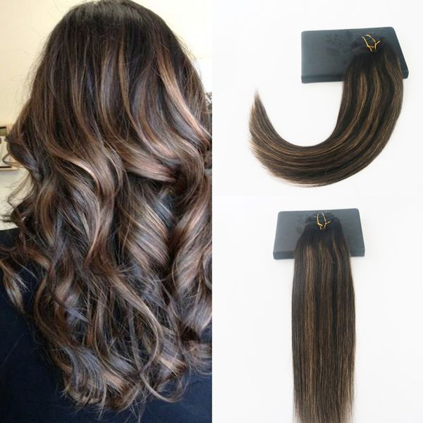 

high quailty brazilian remy hair #1b#6#1b balayage color 14-24" straight hair bundles clip in hair extensions ing, Black;brown