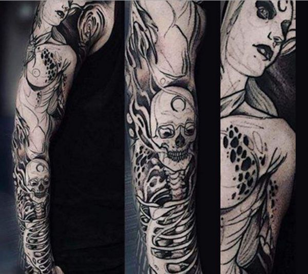 Acheter Tatouage Temporaire Conçoit Des Conceptions De Bras Complet Tatouages Imperméables Pour Les Hommes Frais Femmes Tatouages Transférables