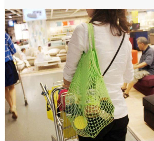 

new design 35*40cm shopping mesh bag reusable fruit string grocery shopper cotton tote mesh net shoulder bag shopping tote handbag