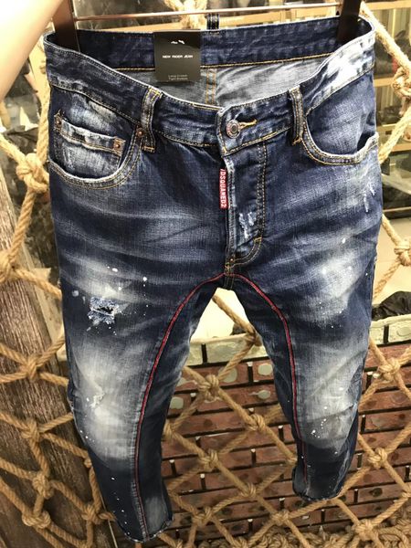 

2018, the new brand fashion european and american summer men's wear jeans are men's casual jeans #a0177, Blue