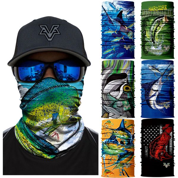 

3d fish bandana outdoor hunting fishing quick dry face mask scarf cycling magic bandana bicycle scarf neck warmer ski headband, Blue;gray