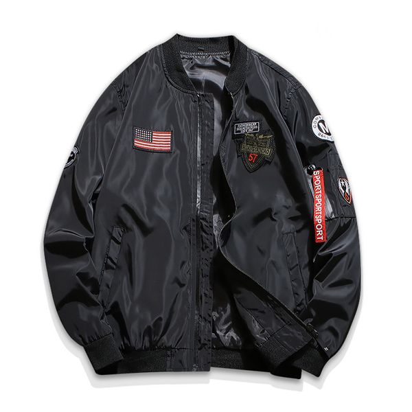 

drop shipping 2018 new autumn slim fit men bomber jacket thin pilot outwear amry coat s-3xl axp176, Black;brown