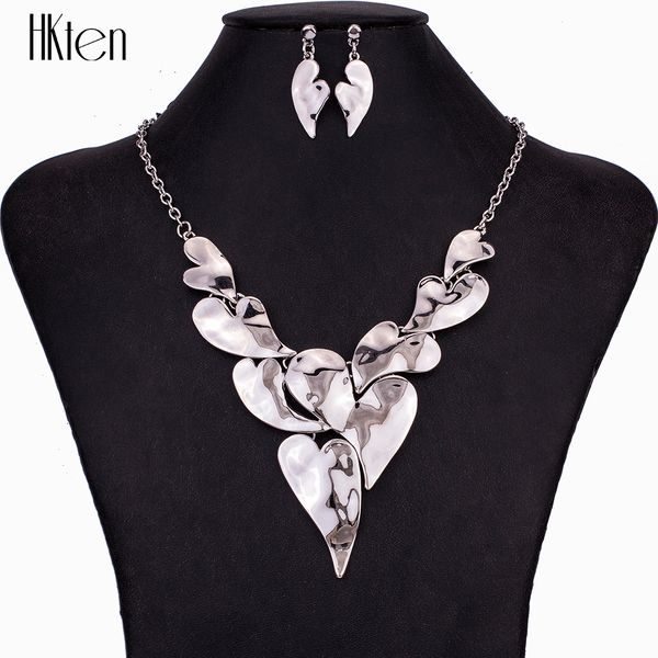 

ms1504883 fashion jewelry sets necklace sets for women jewelry bright silver unique love heart design party gift