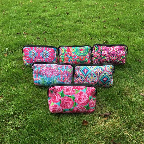 

Whole ale blank neoprene lilly clutch crown jewel ro e confetti coral printing co metic bag