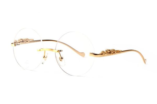 

glasses rimless sunglasses sunglasses buffalo frame leopard round for men women with metal designer brown lens brand alloy clear itwb, White;black