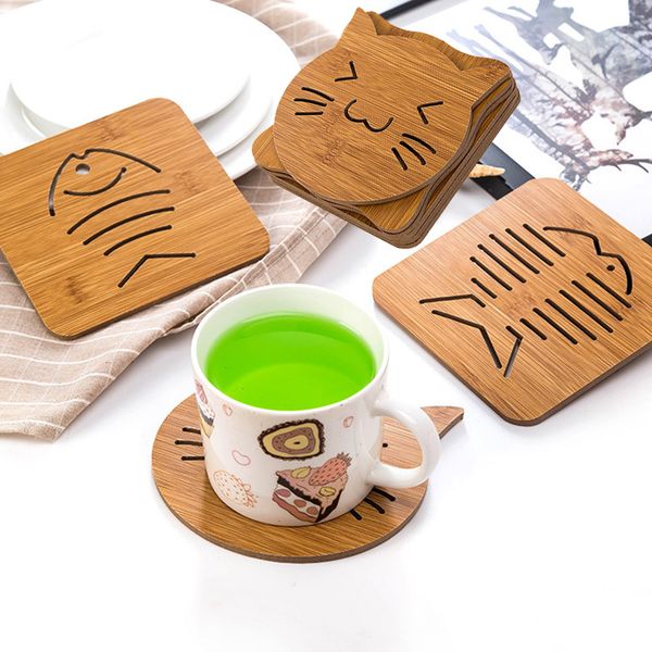 

деревянные обеденные коврики колодки полые мультфильм моделирование нескользящей горшок чаша коврики кухня утолщенной анти-горячие противоск