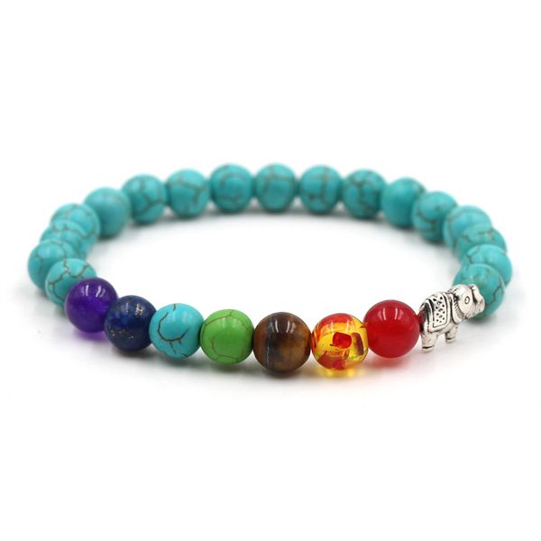 

8mm elephant natural stone beads bracelet lava rock turquoise agate yoga bangles for women & men lovers bracelet gift, Black