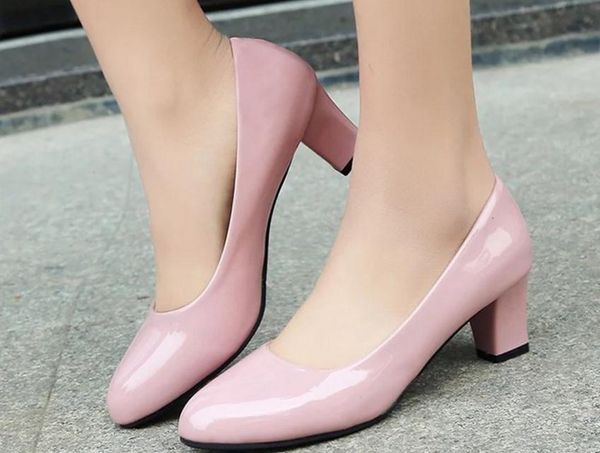 

send 2018 single shoes woman middle heel shallow mouth, Black