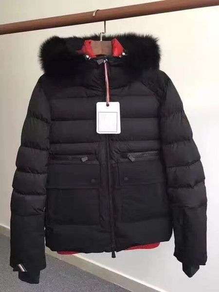 

Men winter white goo e down down jacket hooded thick duck down parka 2 color ize m 3xl, Black
