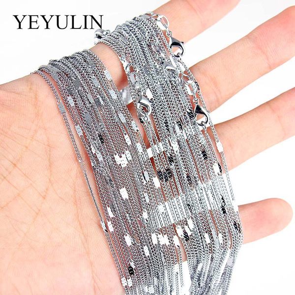 

10pcs silver tone multiple styles link chain necklace water wave chain persian whip woman men pendant neckalce diy