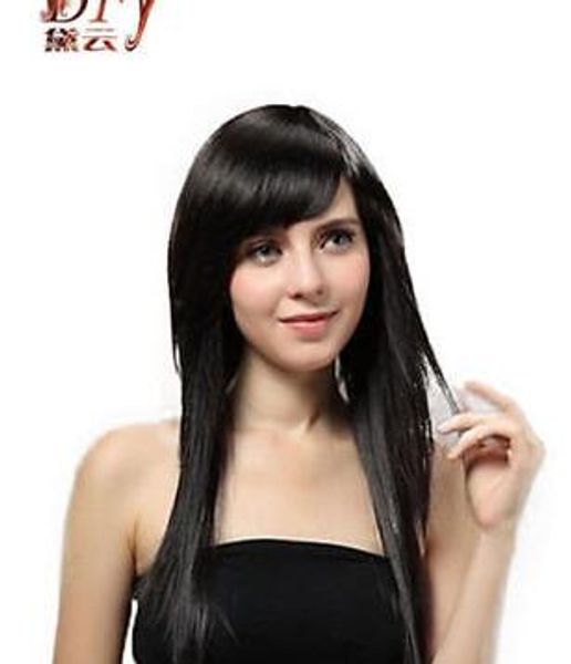 

long straight natural black women's wigs cosplay lady's hair wig, Black;brown