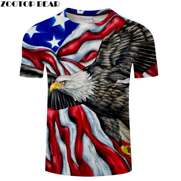 

flag and eagle 3d print t shirt men women tshirts summer funny short sleeve o-neck &tees 2018 new drop ship, White;black