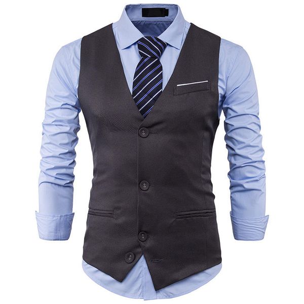 

new fashion chest color matching design single row three button ou code s-2xl formal suit men's vest, Black;white