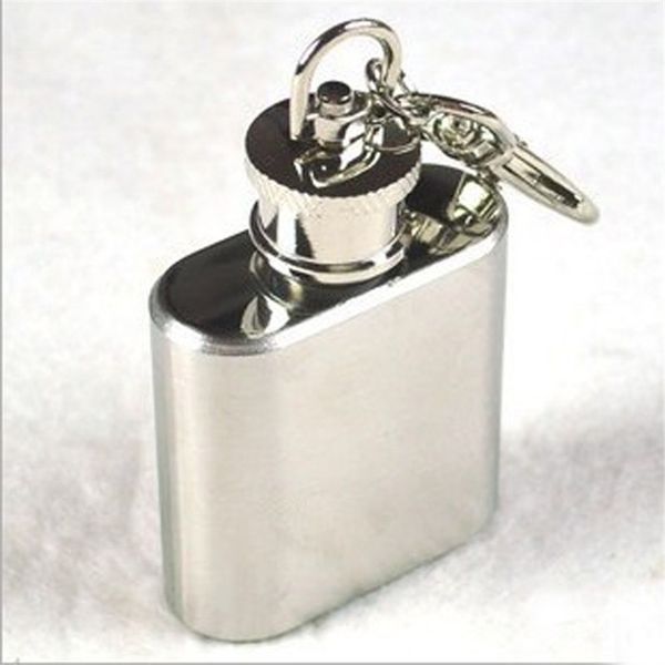 

1oz stainless steel mini hip flask with keychain portable party outdoor wine bottle with key chains ing