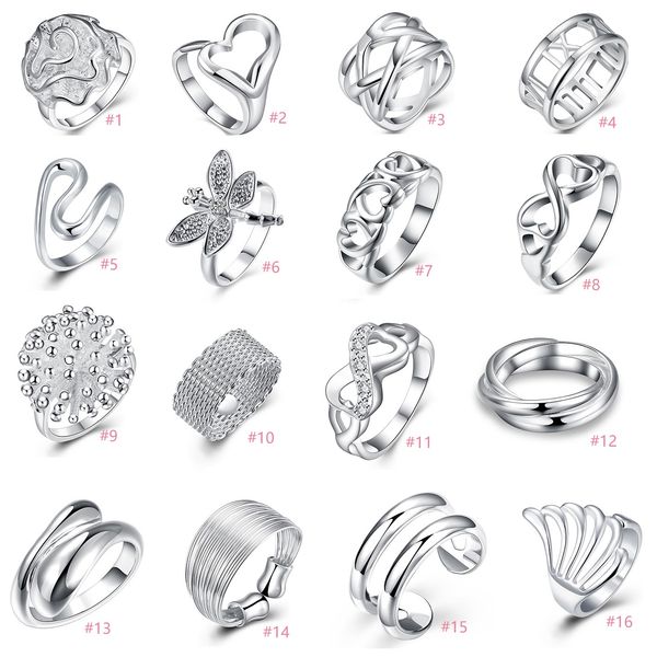 

925 Sterling Silver Plated Rings Open Size Infinity Heart Multi Charms Rings Size 7&8 Fine Jewelry for Women Girls