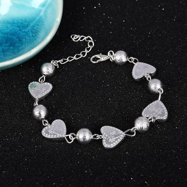 

hesiod wedding party wristband ball bracelets women silver love heart beaded bracelets valentine day gifts, Golden;silver