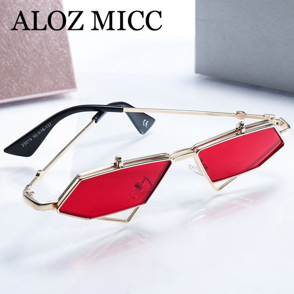 

aloz micc fashion small frame sunglasses women 2018 personality flip alloy sun glasses female brand designer punk eyewear a595, White;black