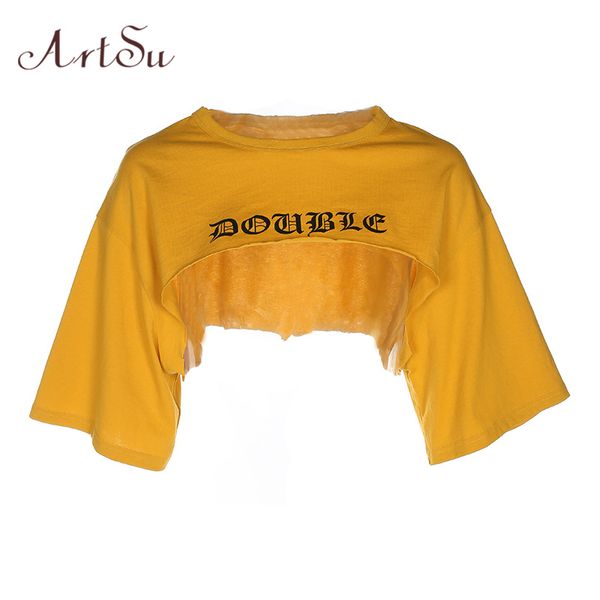 

punk rock gothic letter print short crop summer casual loose yellow t-shirt tee shirt harajuku bts asts20356, White