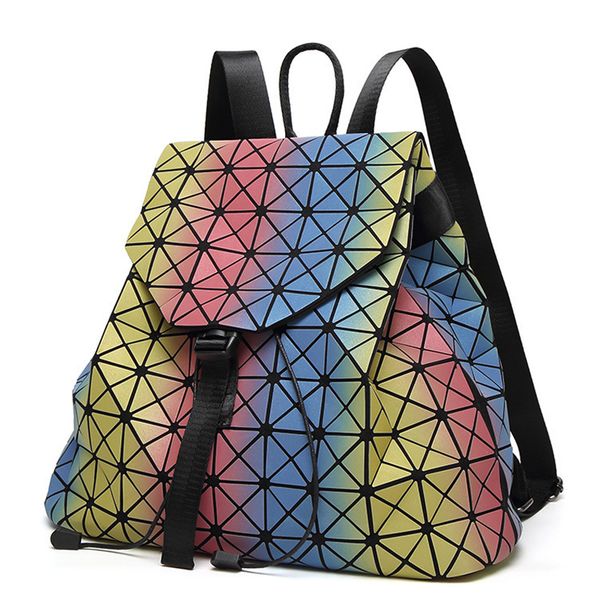 

women laser geometric backpack mini geometric backpack folding student school bags for teenage girl hologram bag